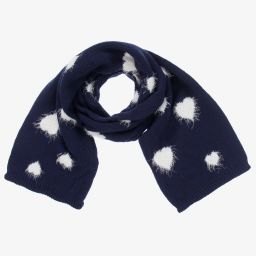 Monnalisa-Синий шарф с белыми сердечками для подростков | Childrensalon Outlet