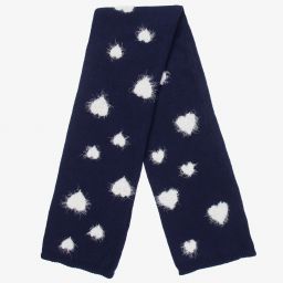 Monnalisa-Синий шарф с белыми сердечками для подростков | Childrensalon Outlet