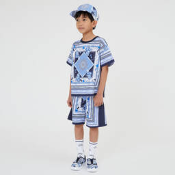 Monnalisa-Teen Boys Blue Nautical Slip-On Trainers | Childrensalon Outlet