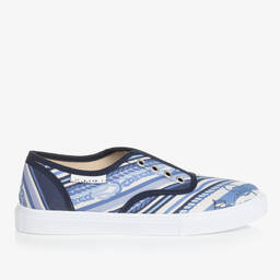 Monnalisa-Teen Boys Blue Nautical Slip-On Trainers | Childrensalon Outlet