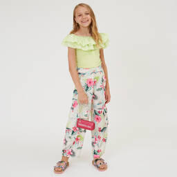 Monnalisa-Teen Girls Beige Floral Cargo Trousers | Childrensalon Outlet
