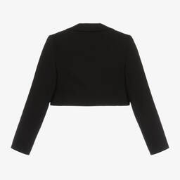 Monnalisa-Teen Girls Black Cropped Viscose Blazer | Childrensalon Outlet