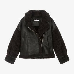 Monnalisa-Черная куртка-авиатор для девочек | Childrensalon Outlet