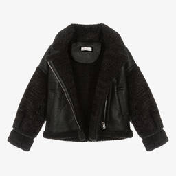 Monnalisa-Черная куртка-авиатор для девочек | Childrensalon Outlet