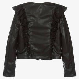 Monnalisa-Teen Girls Black Faux Leather Jacket | Childrensalon Outlet