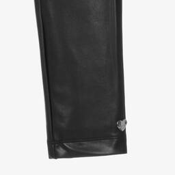Monnalisa-Teen Girls Black Faux Leather Leggings | Childrensalon Outlet