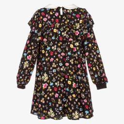 Monnalisa-Teen Girls Black Floral Dress | Childrensalon Outlet