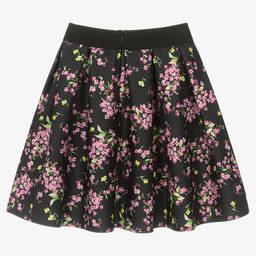 Monnalisa-Teen Girls Black Floral Skirt | Childrensalon Outlet