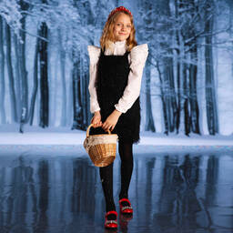 Monnalisa-Черное платье с бахромой | Childrensalon Outlet