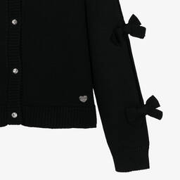 Monnalisa Chic-Teen Girls Black Knitted Bow Cardigan | Childrensalon Outlet
