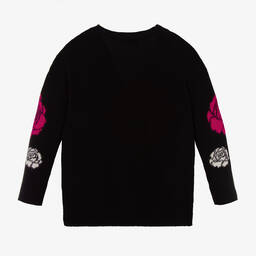 Monnalisa Шик-Черный шерстяной кардиган | Childrensalon Outlet