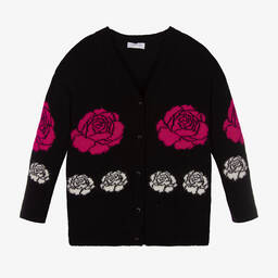Monnalisa Шик-Черный шерстяной кардиган | Childrensalon Outlet