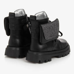 Monnalisa-Teen Girls Black Leather Boots | Childrensalon Outlet
