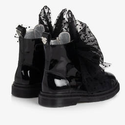 Monnalisa-Черные ботинки из лакированной кожи с бантиками | Childrensalon Outlet