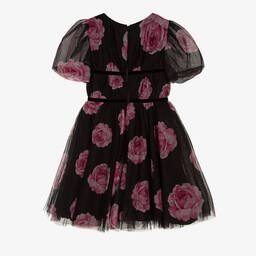 Monnalisa Chic-فستان تينز بناتي تول لون أسود وزهري | Childrensalon Outlet