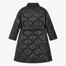 Monnalisa-Teen Girls Black Quilted Padded Coat | Childrensalon Outlet