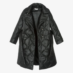 Monnalisa-Teen Girls Black Quilted Padded Coat | Childrensalon Outlet