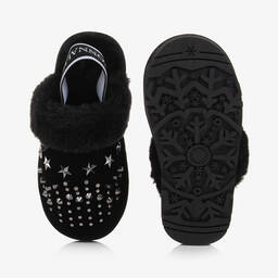 Monnalisa-Teen Girls Black Suede Slider Slippers | Childrensalon Outlet