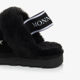 Monnalisa-Teen Girls Black Suede Slider Slippers | Childrensalon Outlet