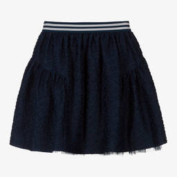 Monnalisa-Teen Girls Blue Brocade Skirt | Childrensalon Outlet