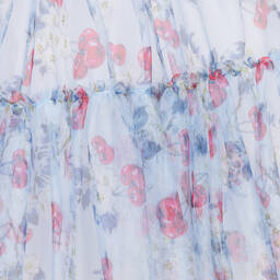 Monnalisa-Голубое платье из тюля с вишнями | Childrensalon Outlet