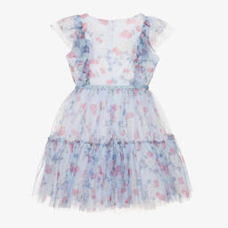 Monnalisa-Голубое платье из тюля с вишнями | Childrensalon Outlet