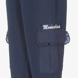 Monnalisa-Teen Girls Blue Cotton Cargo Joggers | Childrensalon Outlet