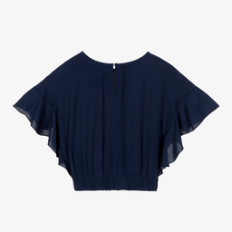 Monnalisa-Teen Girls Blue Cropped Blouse | Childrensalon Outlet
