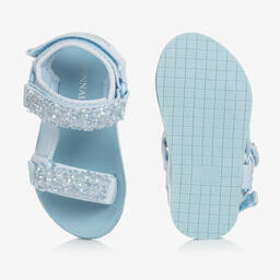 Monnalisa-Teen Girls Blue Crystal Sandals | Childrensalon Outlet