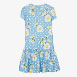 Monnalisa-Teen Girls Blue Daisies Dress | Childrensalon Outlet