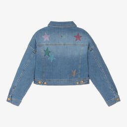 Monnalisa-Голубая джинсовая куртка со звездами из стразов | Childrensalon Outlet