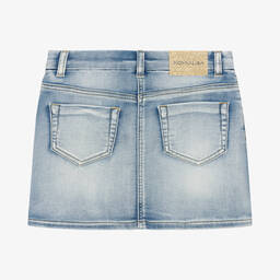 Monnalisa-تنورة تينز بناتي قطن دنيم مطرز لون أزرق | Childrensalon Outlet