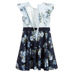 Monnalisa-Teen Girls Blue Floral Dress | Childrensalon Outlet