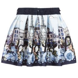 Monnalisa-Teen Girls Blue Paris Skirt | Childrensalon Outlet