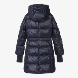 Monnalisa-Teen Girls Blue Puffer Coat | Childrensalon Outlet