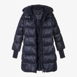 Monnalisa-Teen Girls Blue Puffer Coat | Childrensalon Outlet