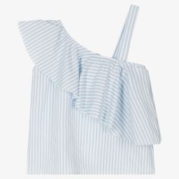 Monnalisa-Голубой топ в полоску для девочек-подростков | Childrensalon Outlet