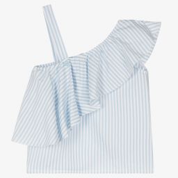 Monnalisa-Голубой топ в полоску для девочек-подростков | Childrensalon Outlet