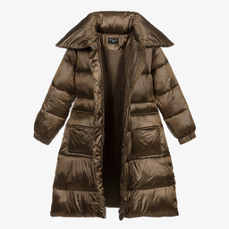 Monnalisa-Teen Girls Brown Puffer Coat | Childrensalon Outlet