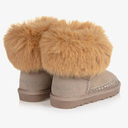 Monnalisa-Коричневые замшевые сапожки для девочек-подростков | Childrensalon Outlet