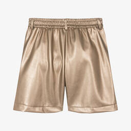 Monnalisa-شورت جلد صناعي لون ذهبي تينز بناتي | Childrensalon Outlet