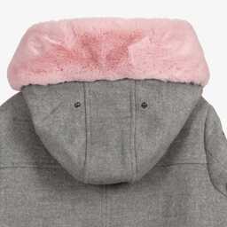 Monnalisa-Teen Girls Grey Floral Coat | Childrensalon Outlet