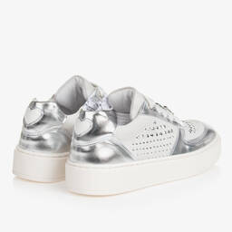 Monnalisa-Teen Girls Grey & Silver Leather Trainers | Childrensalon Outlet