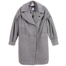 Monnalisa Chic-Teen Girls Grey Wool Coat | Childrensalon Outlet