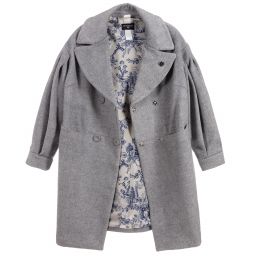 Monnalisa Chic-Teen Girls Grey Wool Coat | Childrensalon Outlet