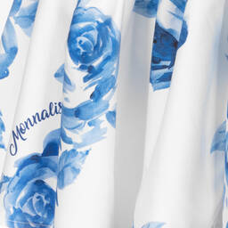 Monnalisa-Кремовое платье с синими цветами | Childrensalon Outlet