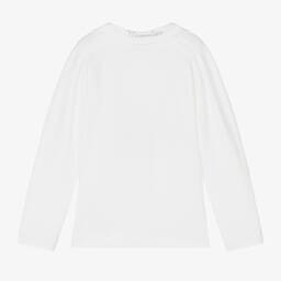Monnalisa Chic-Teen Girls Ivory Cotton Diamanté Top | Childrensalon Outlet