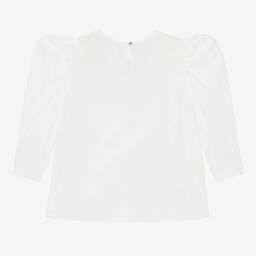 Monnalisa Chic-Teen Girls Ivory Cotton Floral Blouse | Childrensalon Outlet