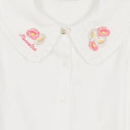 Monnalisa-Teen Girls Ivory Flower Blouse | Childrensalon Outlet