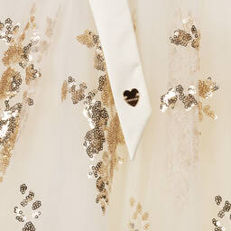 Monnalisa-Teen Girls Ivory & Gold Sequin Dress | Childrensalon Outlet